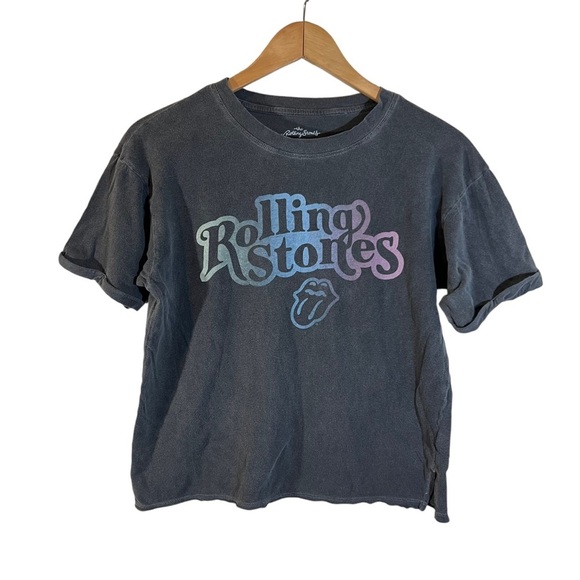 The Rolling Stones Cropped T Shirt Small Short Sleeve Graphic Music Band Casual - Picture 1 of 4